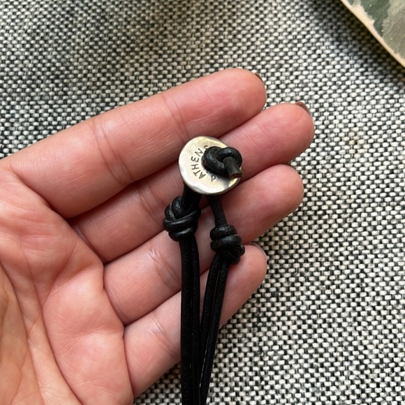 Handmade Blue and Green Stone Necklace with brown cord , Made in Athens, Greece - Picture 12 of 17